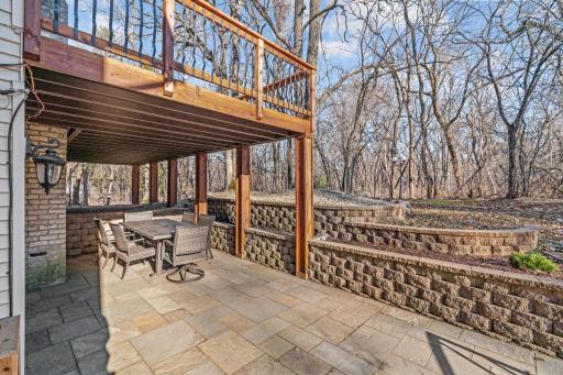 Elegant stone patio and retaining walls