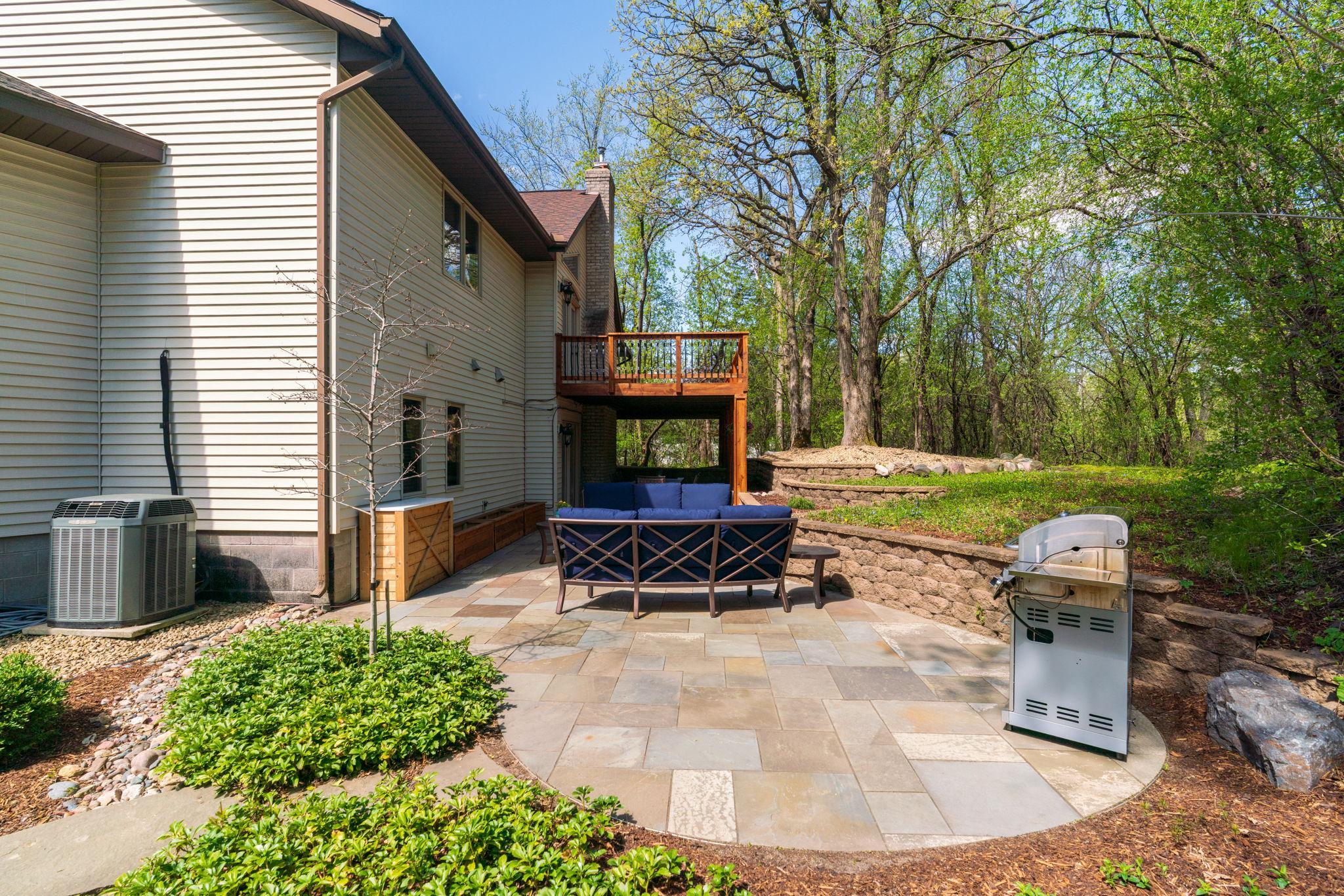 The layout of the patio enhances the backyard space