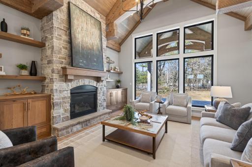 Spacious great room with vaulted T&G ceilings