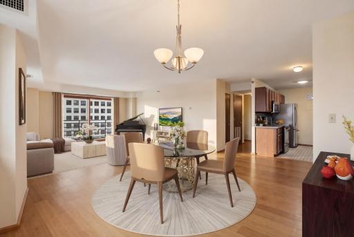 Virtual staged Dining room and window treatments