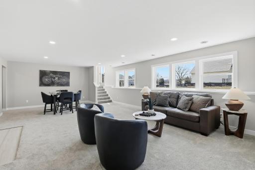 Lower level family room offers an abundance of windows, walk out to the back yard, easy access for entertainment or pets.