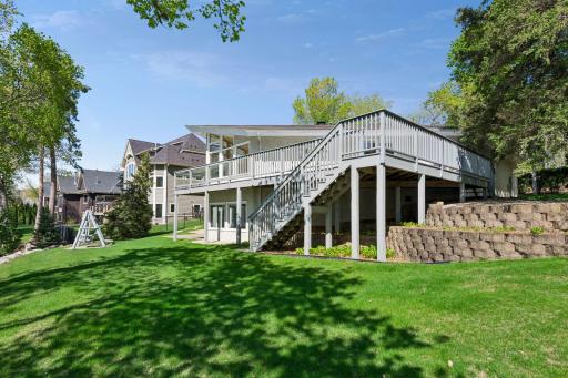 Expansive deck with views of the lake from every angle