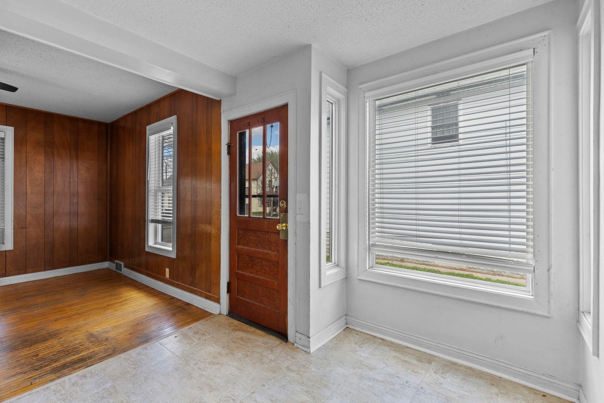 Additional side entrance to the front unit opens directly into the kitchen for added convenience and accessibility
