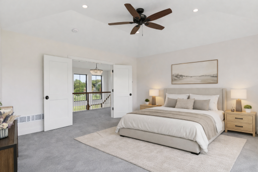 Alternate view of the expansive primary bedroom highlighting the generous layout and flexible design ideal for modern living. (virtual staged)