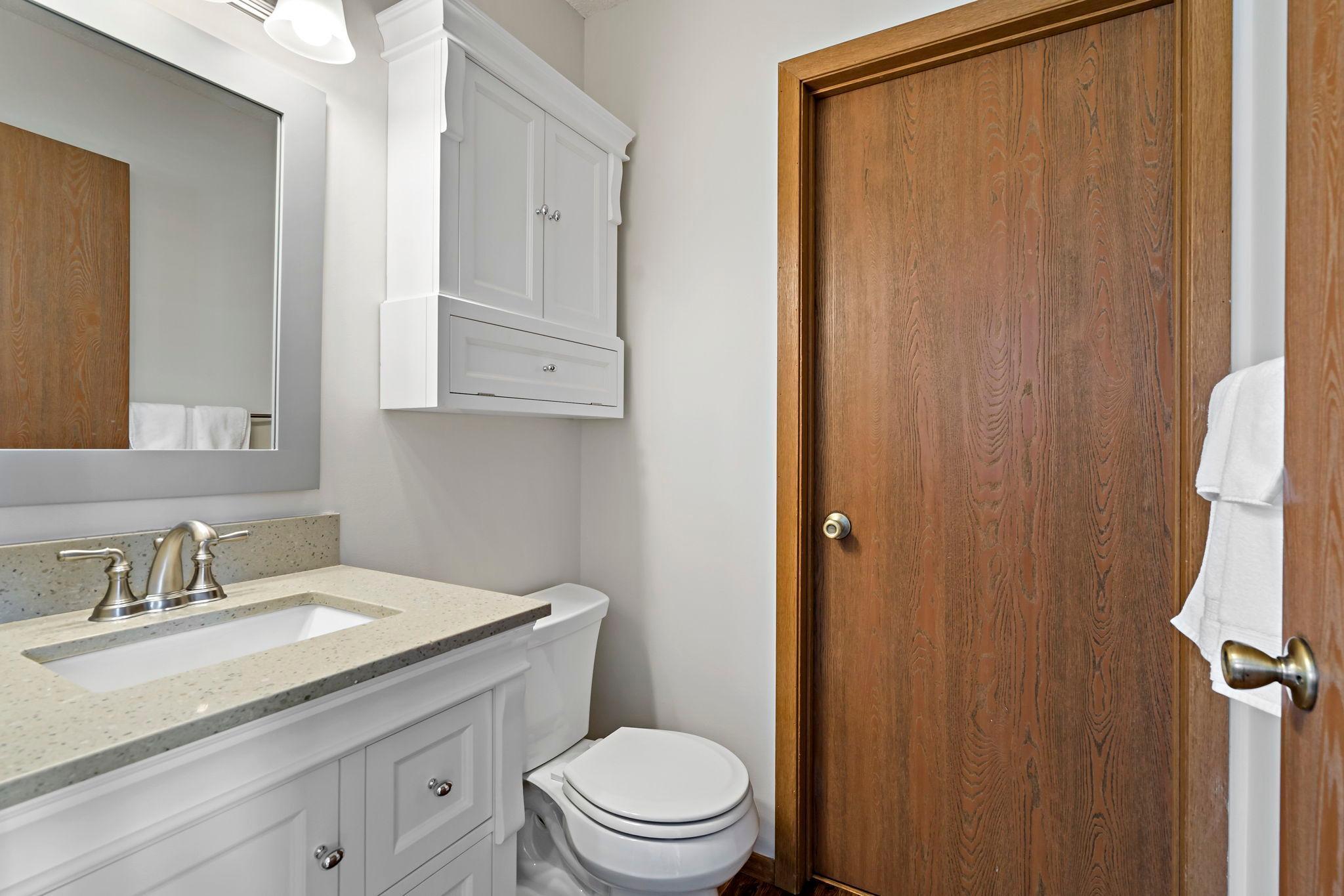 Freshly painted main level powder room