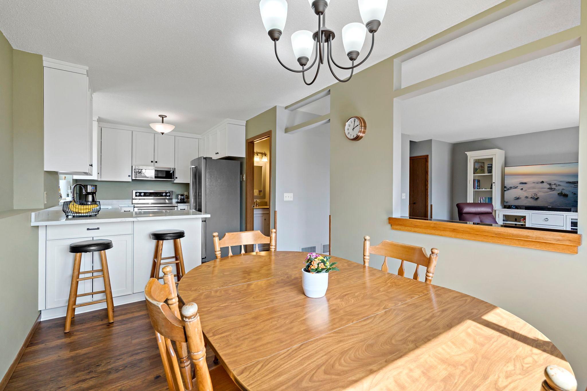 Open concept kitchen and dining space