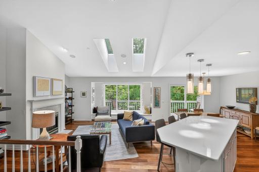 Tons of natural light floods in from the skylight and windows