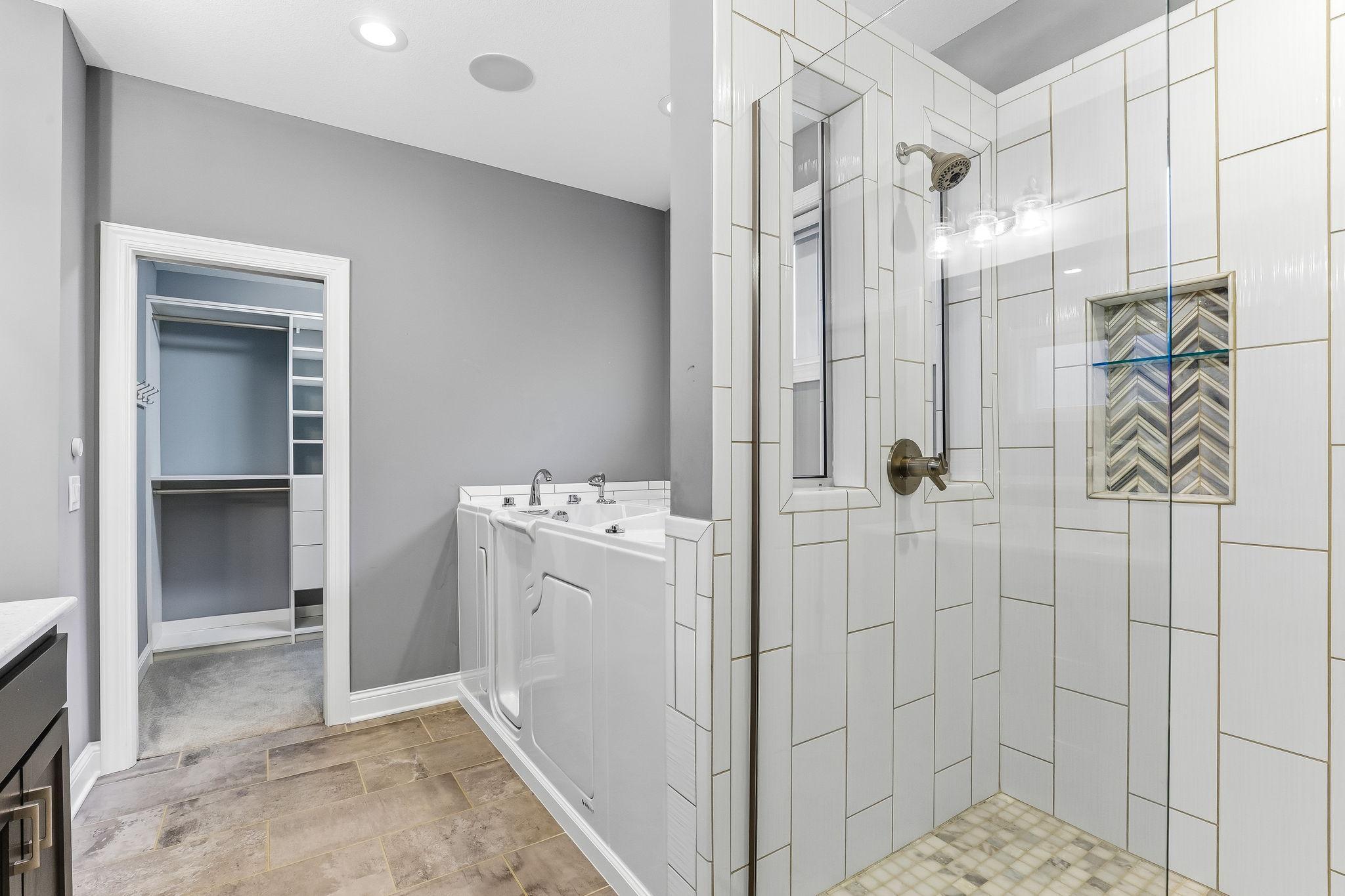 Walk-in tub and shower