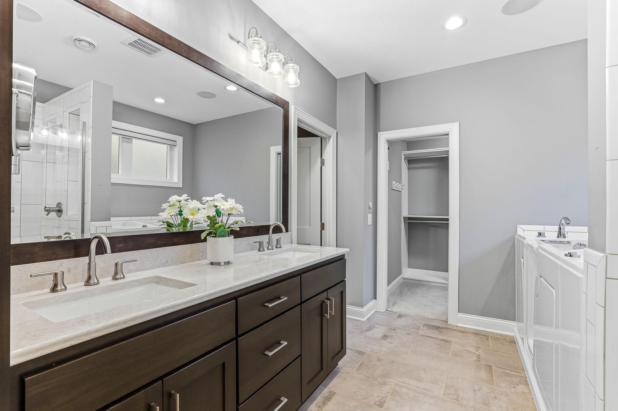 Master Bathroom features dual sink vanity with lots of storage
