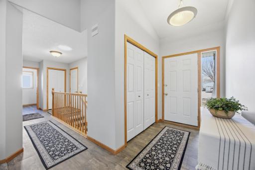 Front Entry way with Hall Closet and additional Closet by the Garage Door