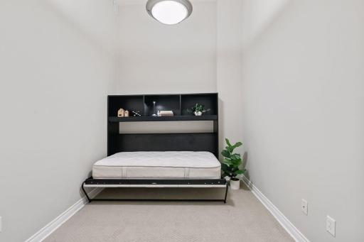 A Techline wall bed (with a matching file cabinet) can stay with the home