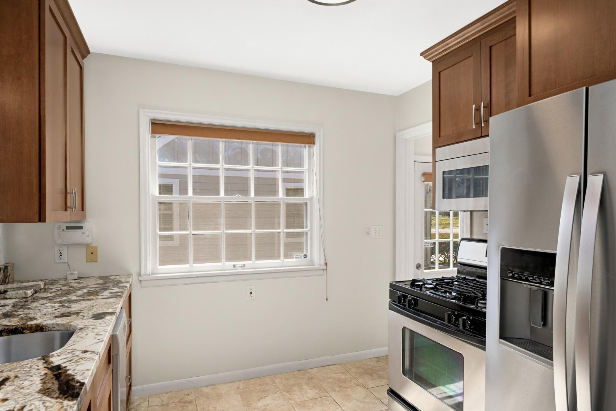 Tile floors and a large south facing kitchen