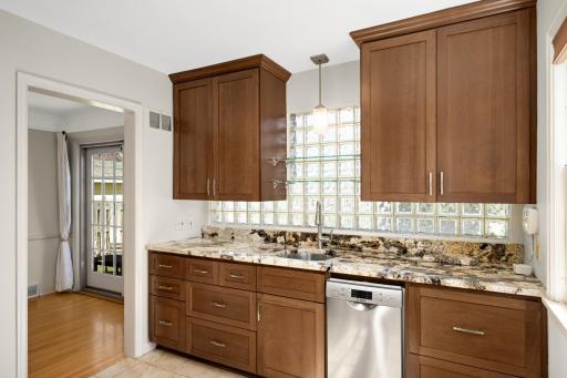 Incredibly cool wall of glass block for natural light