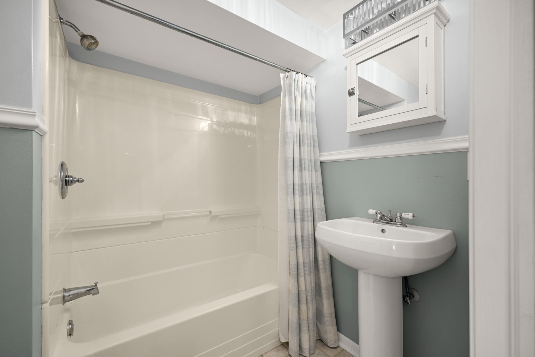 Fresh lower level full bathroom