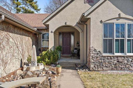 Front entrance with garden and water feature