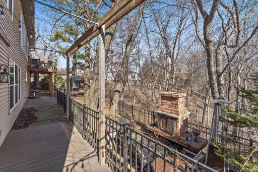 Walkway from family room. The posts and wires above are covered in grape leaves all summer long!