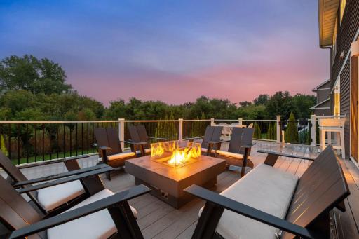 Built in gas fireplace with its own gas line to the fire pit.