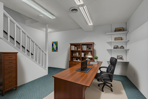 14 x 12 Finished Area In Basement is Perfect for Office Use, Craft Area or Storage - Virtually Staged