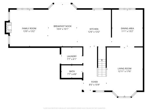 Main Level Floor Plan - Dimensions May Vary Slightly - 4 x 8 Closet off Foyer not Shown
