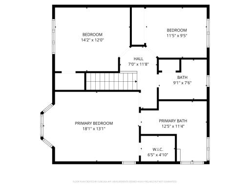 Upper Level Floor Plan - Dimensions May Vary Slightly