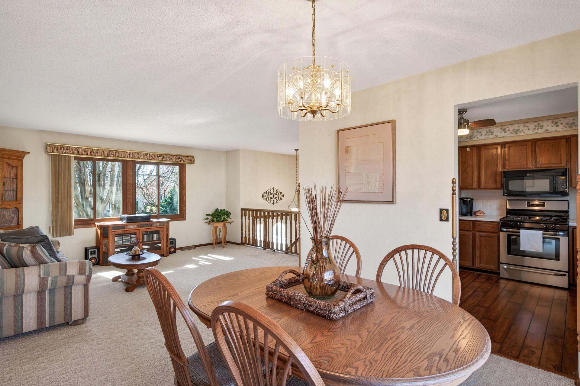 The morning sun fills the dining space providing a bright & uplifting home.