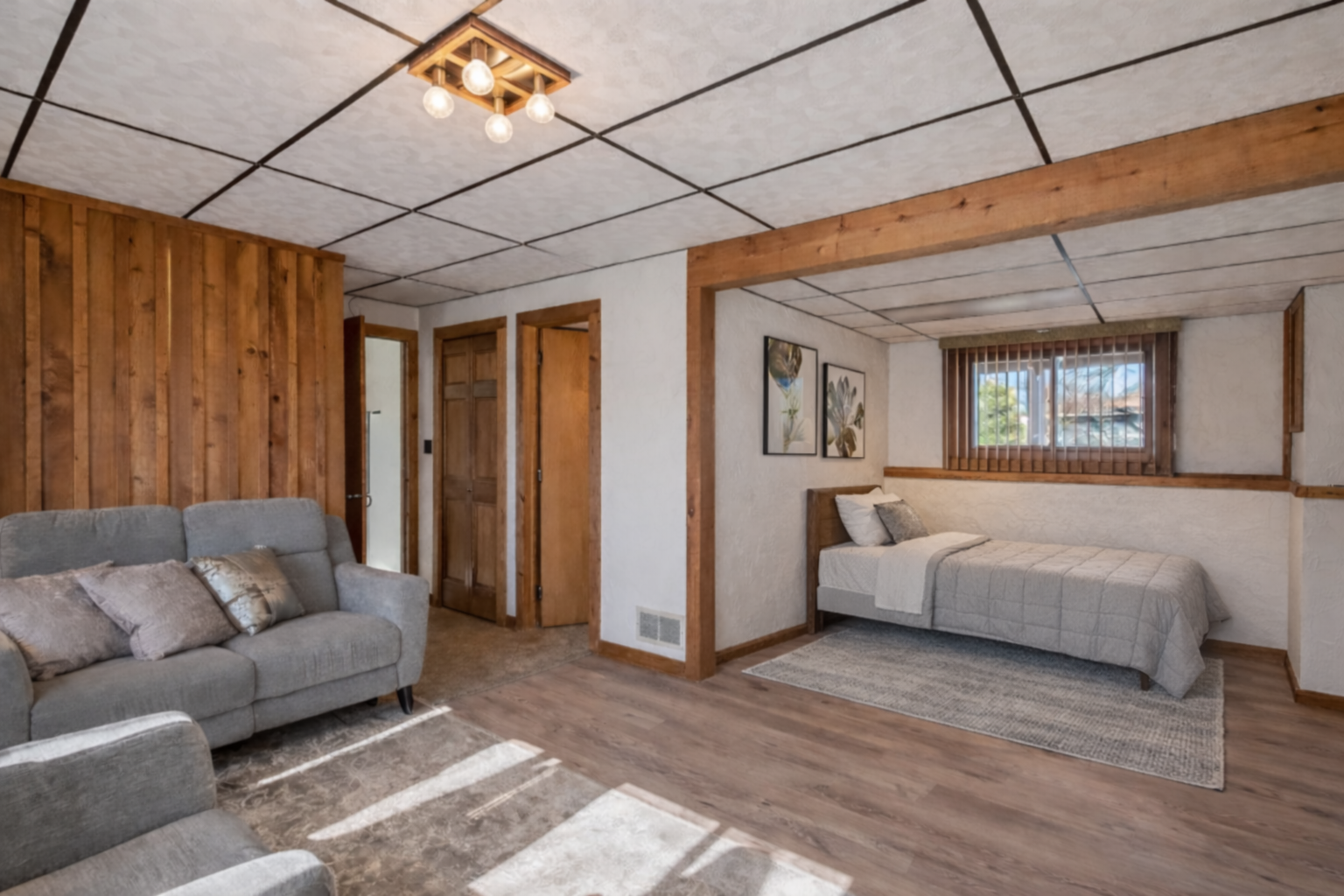 This extended area could also easily be used as a 3rd bedroom. VS with current wet bar removed.