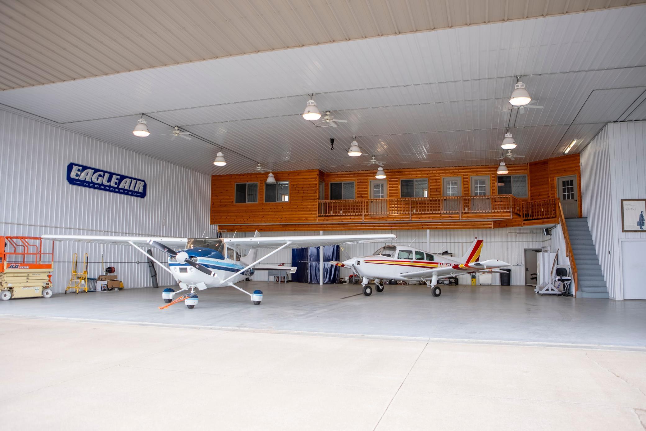 8,000 sq ft heated and insulated hangar!