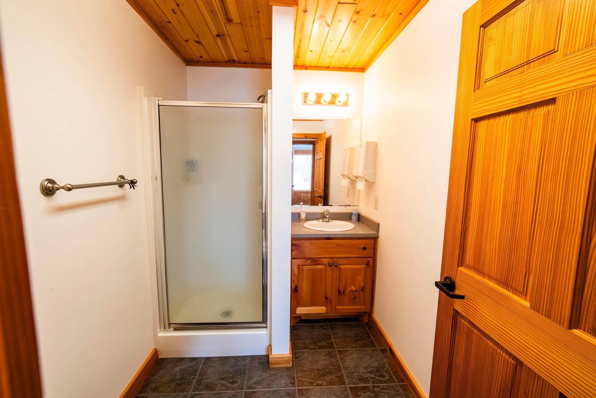 3/4 bath with walk-in shower—perfect for pilots or guests to freshen up and recharge after a long day.