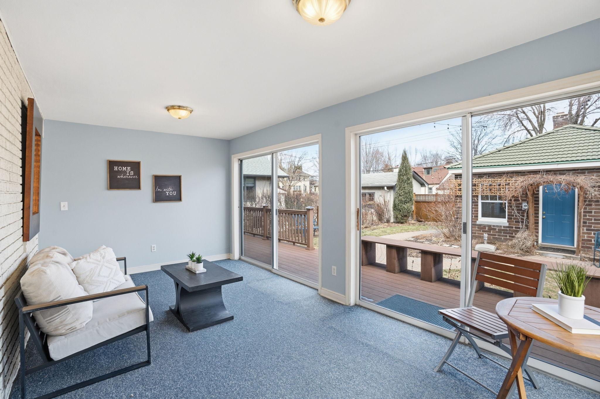 Raining, no problem! The porch can accommodate a large group of people