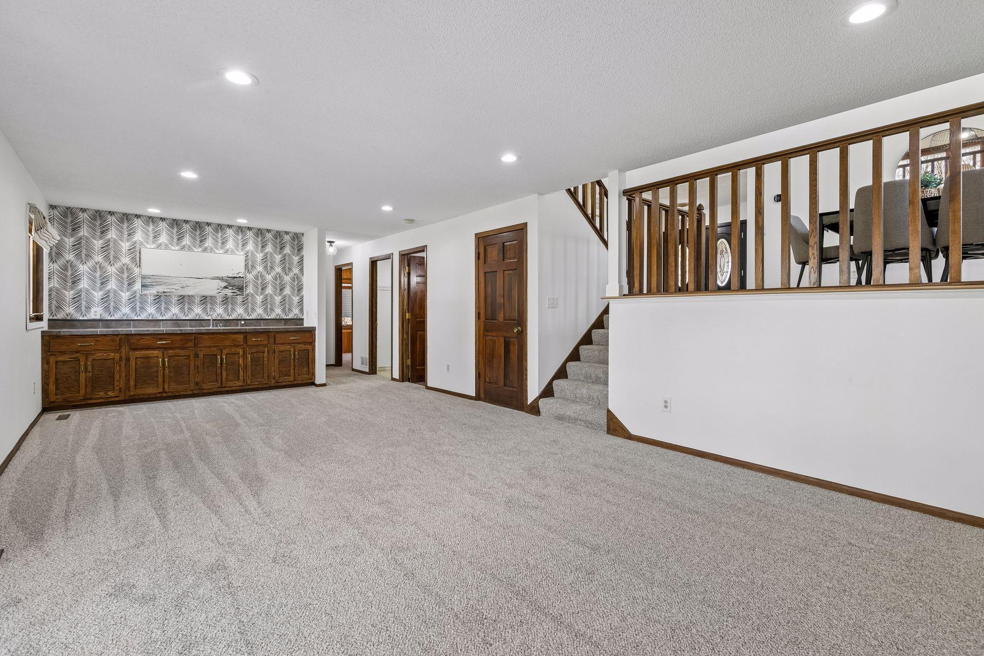 Family room looking towards wet bar