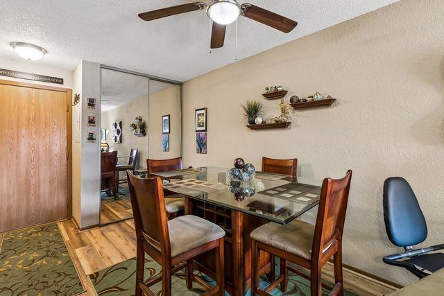 Dining toward mirrored closet