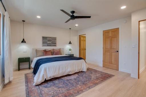 Primary suite with private bath and large walk in closet