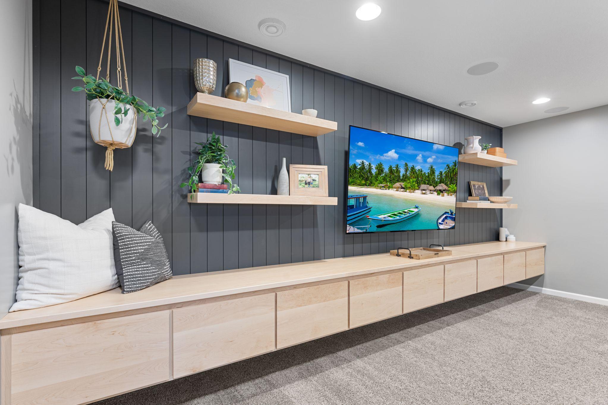 Custom lower level entertainment center