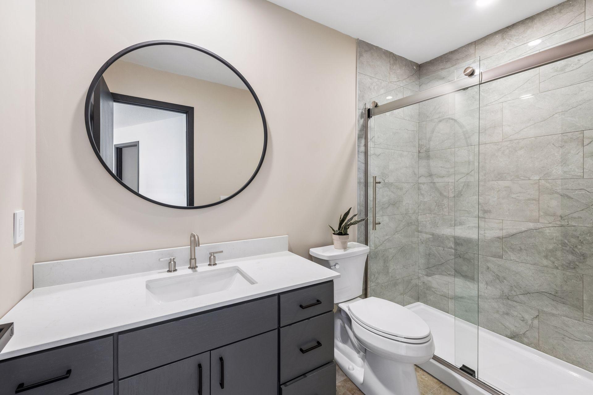 Second bathroom upstairs, with step-in shower.