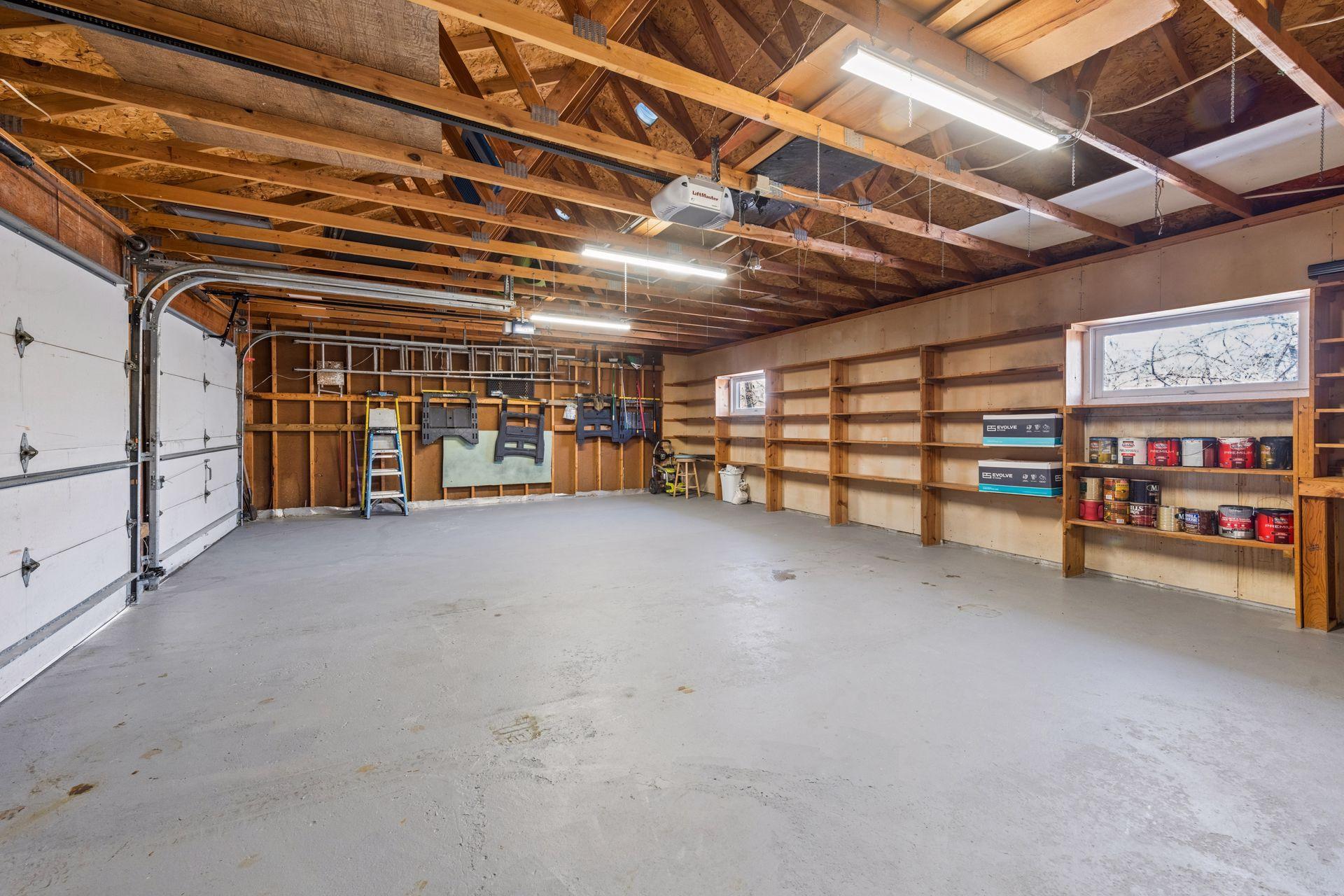 Attached three-car garage, with abundant built-in storage.