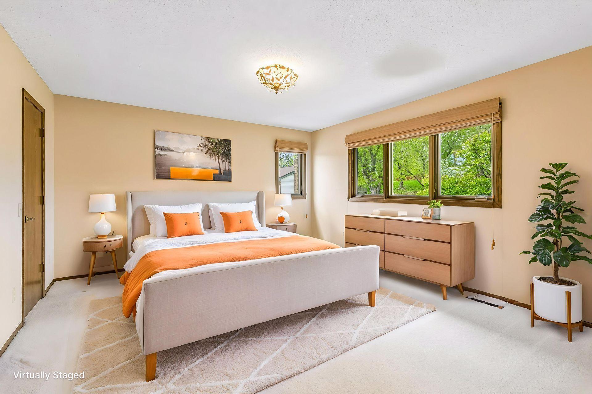 Virtually Staged Owner's Suite Bedroom