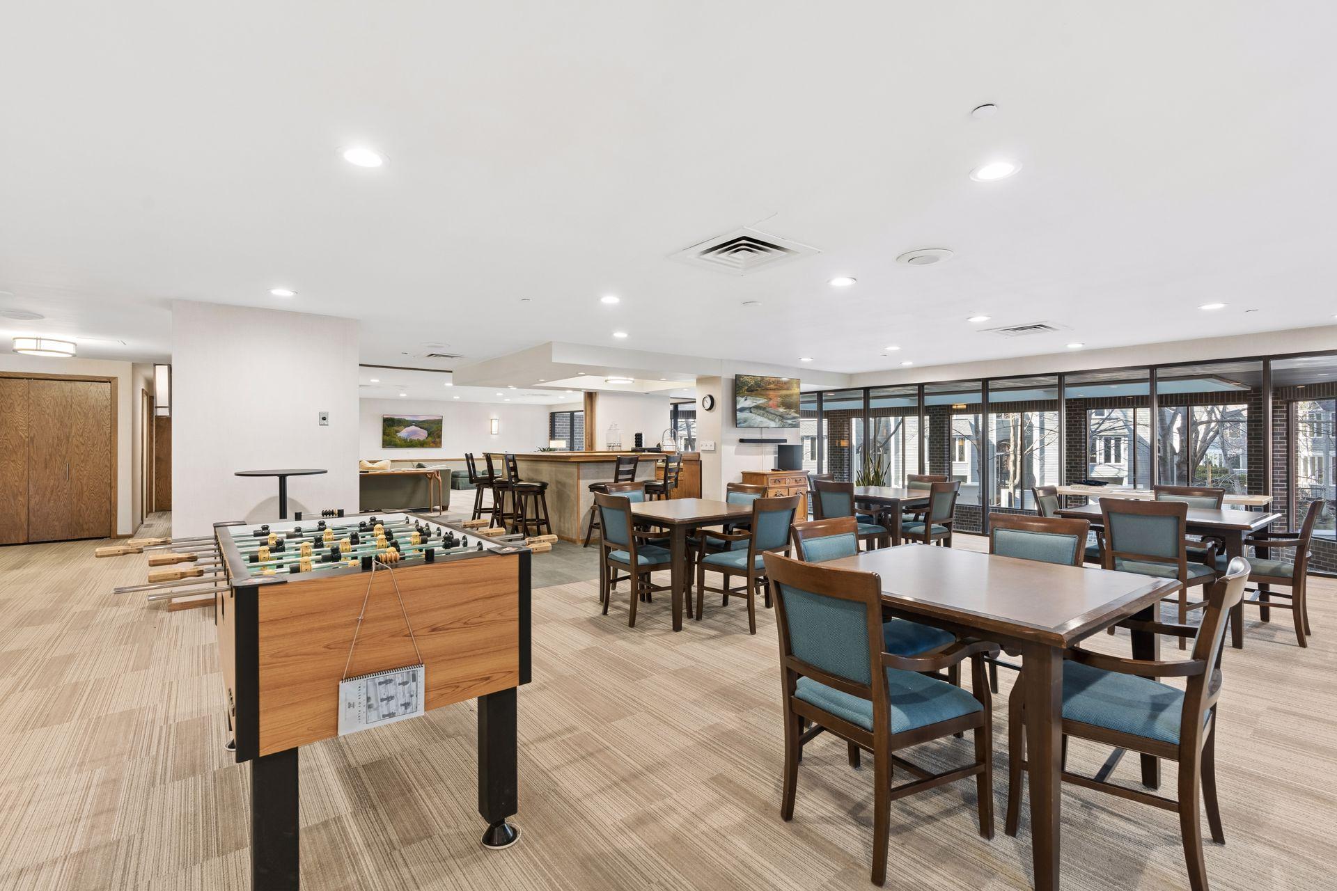 Foosball and tons of seating for fun get togethers