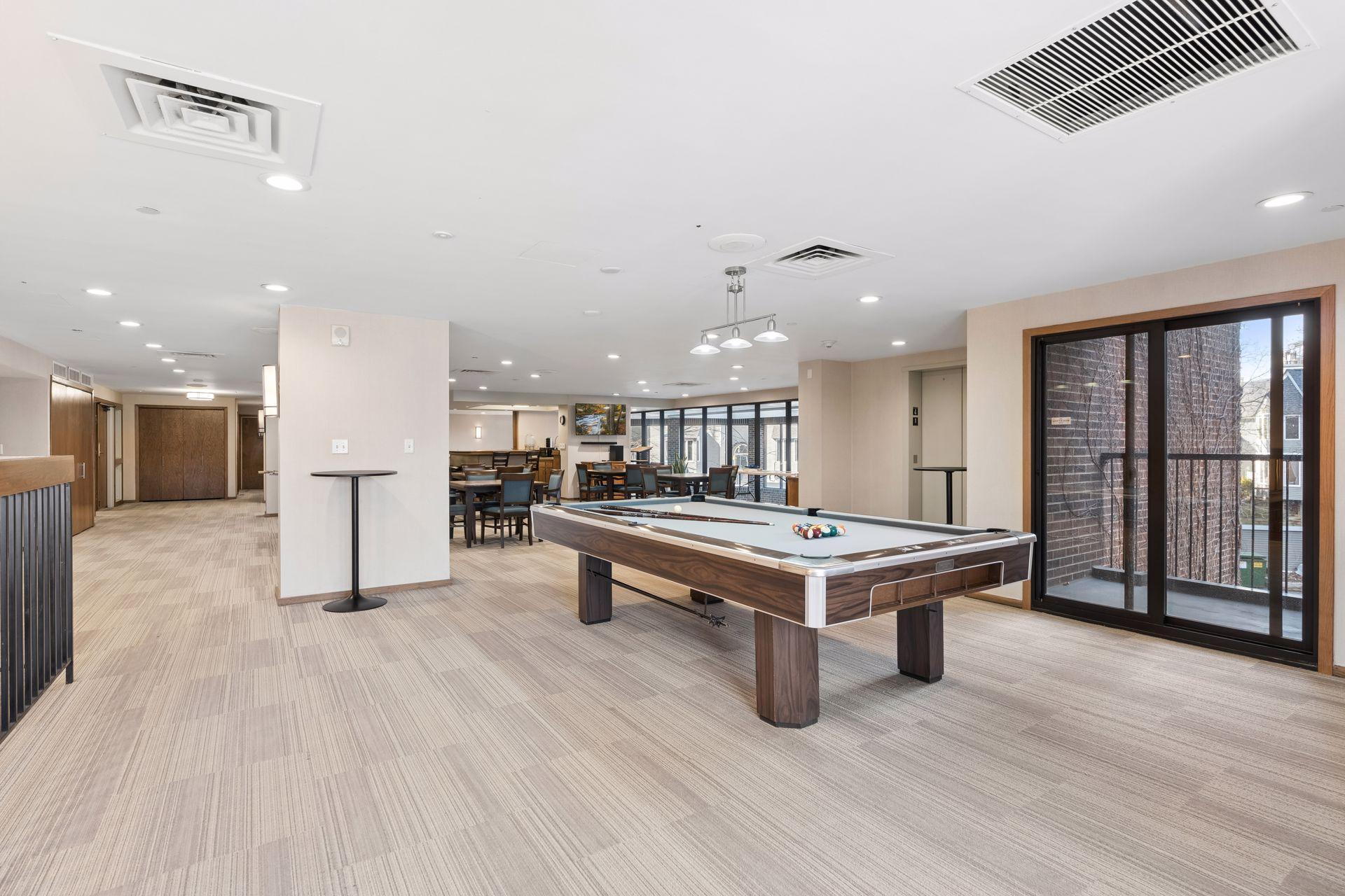 This 2nd floor party room has a pool table