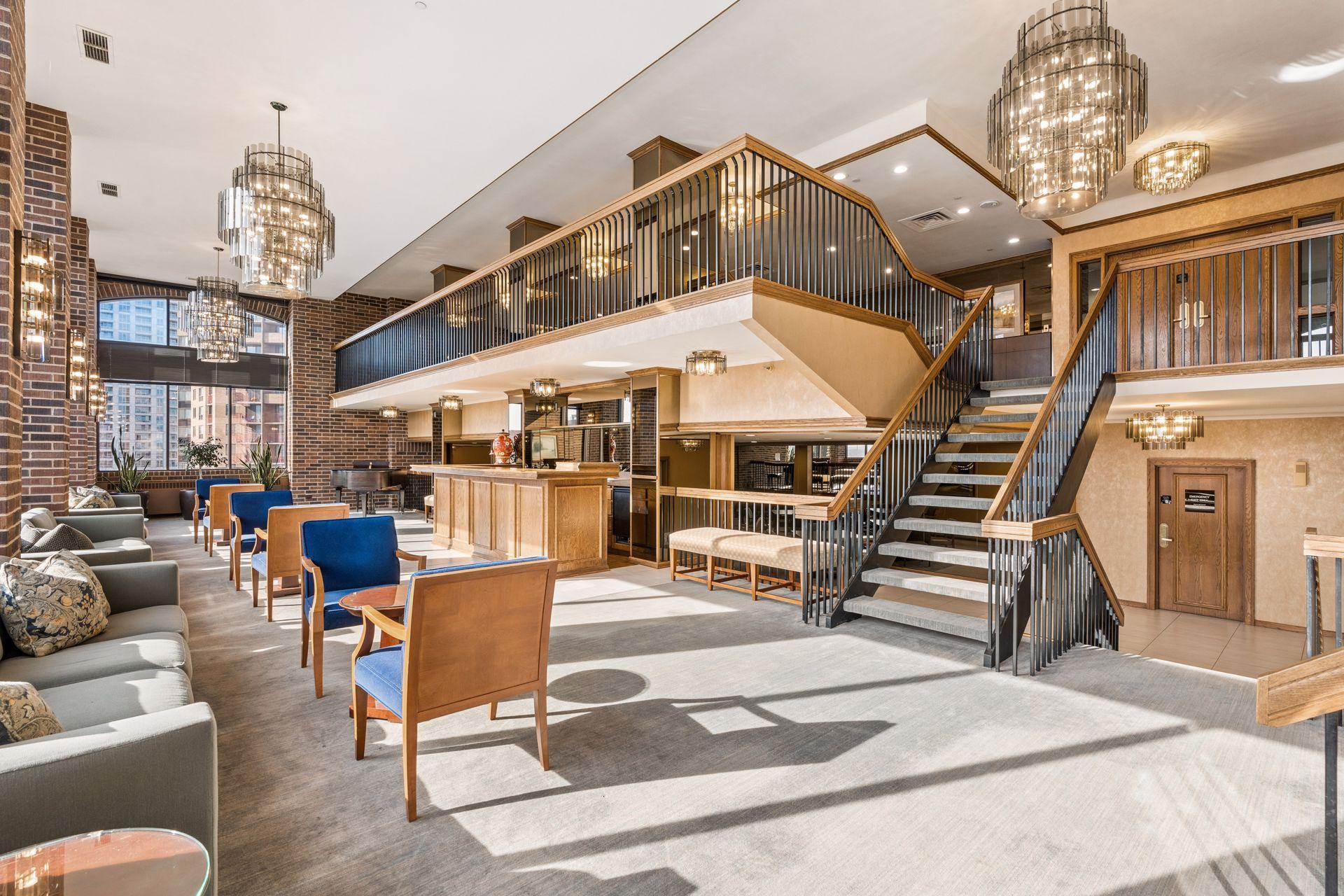 Take the elevator to floor 16 to access another party room that spans both floors 15 & 16