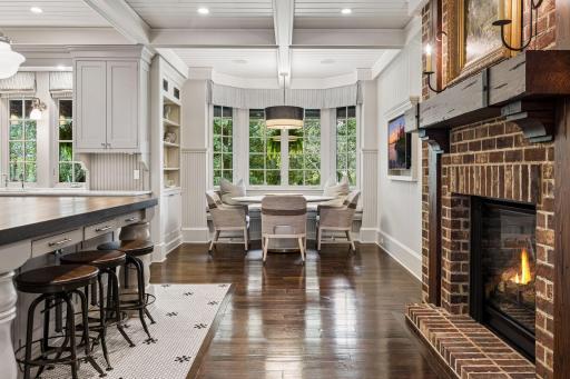 Brick Fireplace Informal Dining