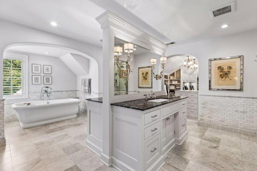 Beautiful Primary Bath with Double sided vanities