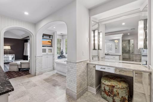 Soaking Tub and Elegant Vanity