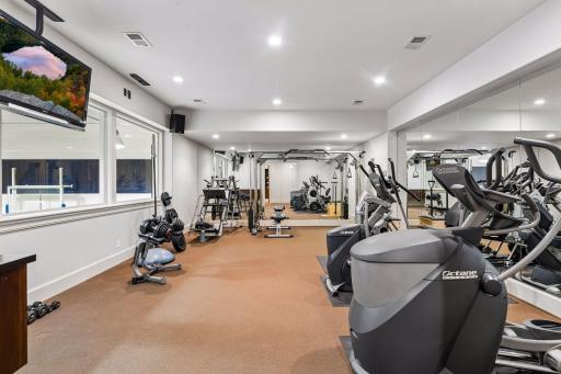 Large Excercise Room Overlooks Sport Court Below