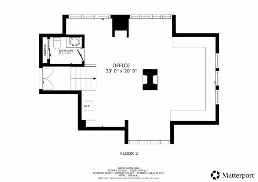 Carriage House Living Space and Bathroom Measurements