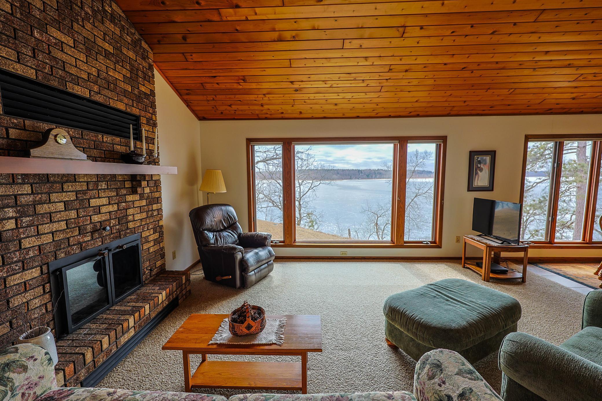 Lake Side Main Living Area & Wilkening Fireplace