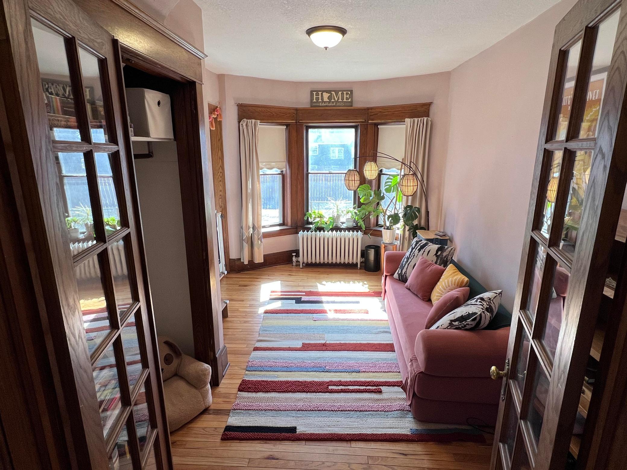 Natural Wood Trim in Family Room