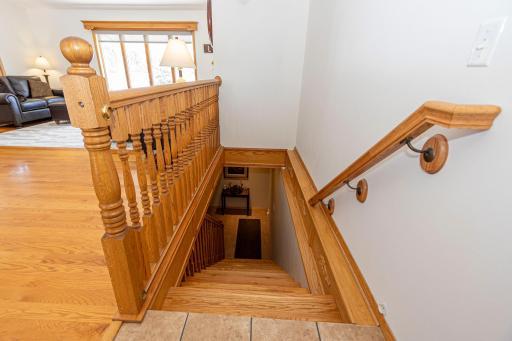 Stairs to Lower Level - Hardwood Detailing