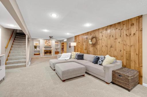 This large basement rec space is fantastic. Great for hosting holidays or a cozy movie night with friends and family.