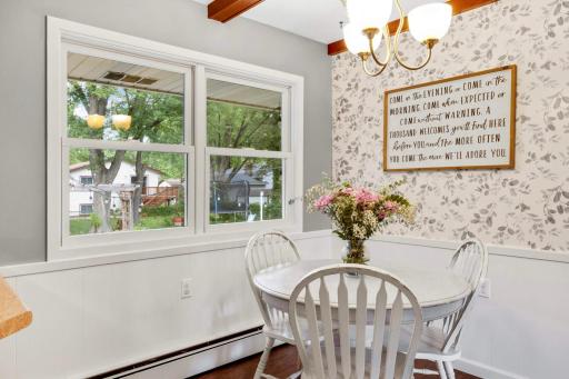 A cozy dining space. It's actually a bit more spacious than this picture really shows.