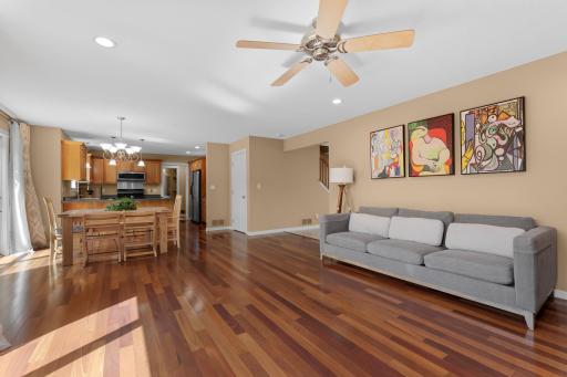 Open concept living, dining and kitchen space